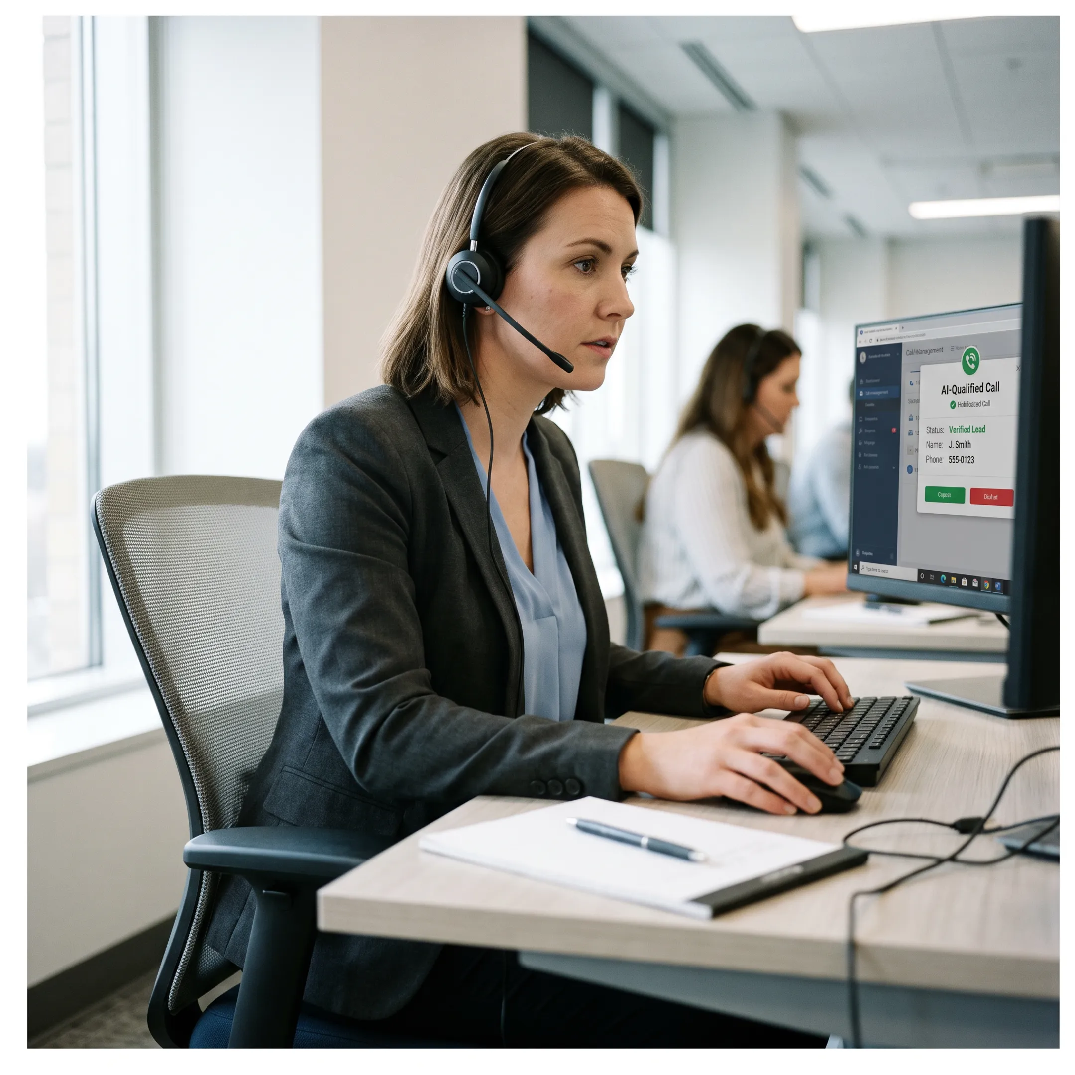 Conversational AI phone support connecting a caller with a customer service team