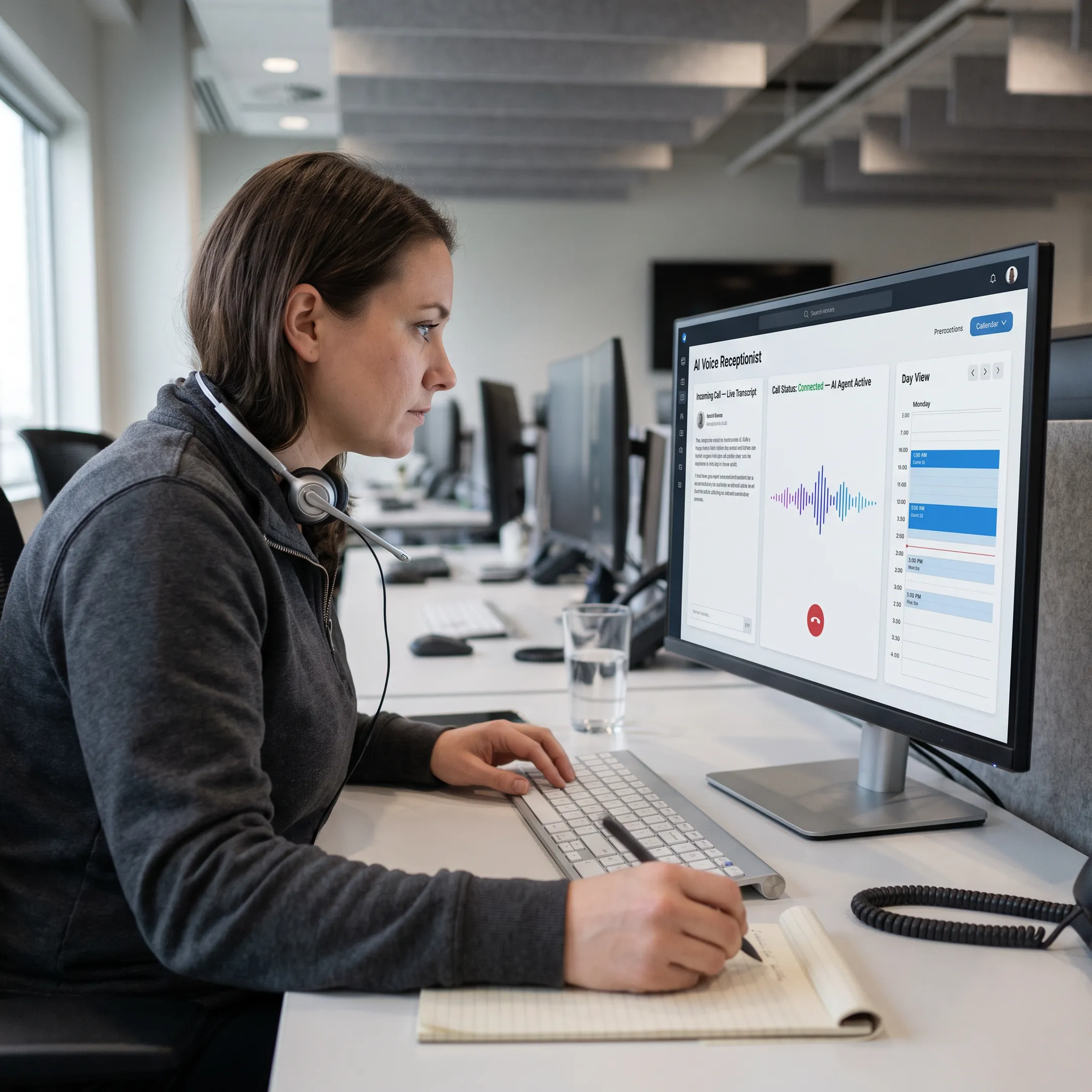 AI voice receptionist handling customer calls for a business