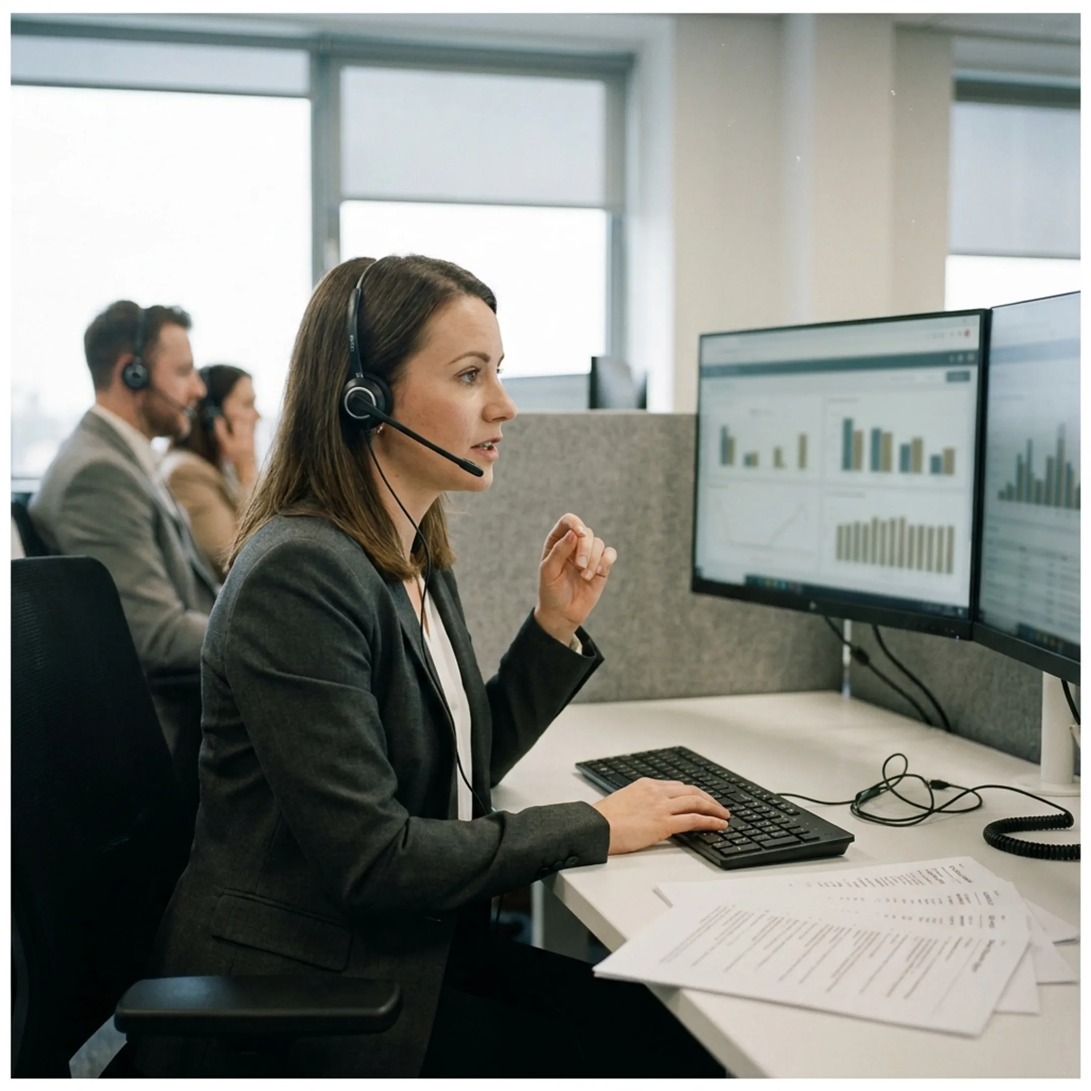 AI voice agent and call center team managing qualified customer conversations