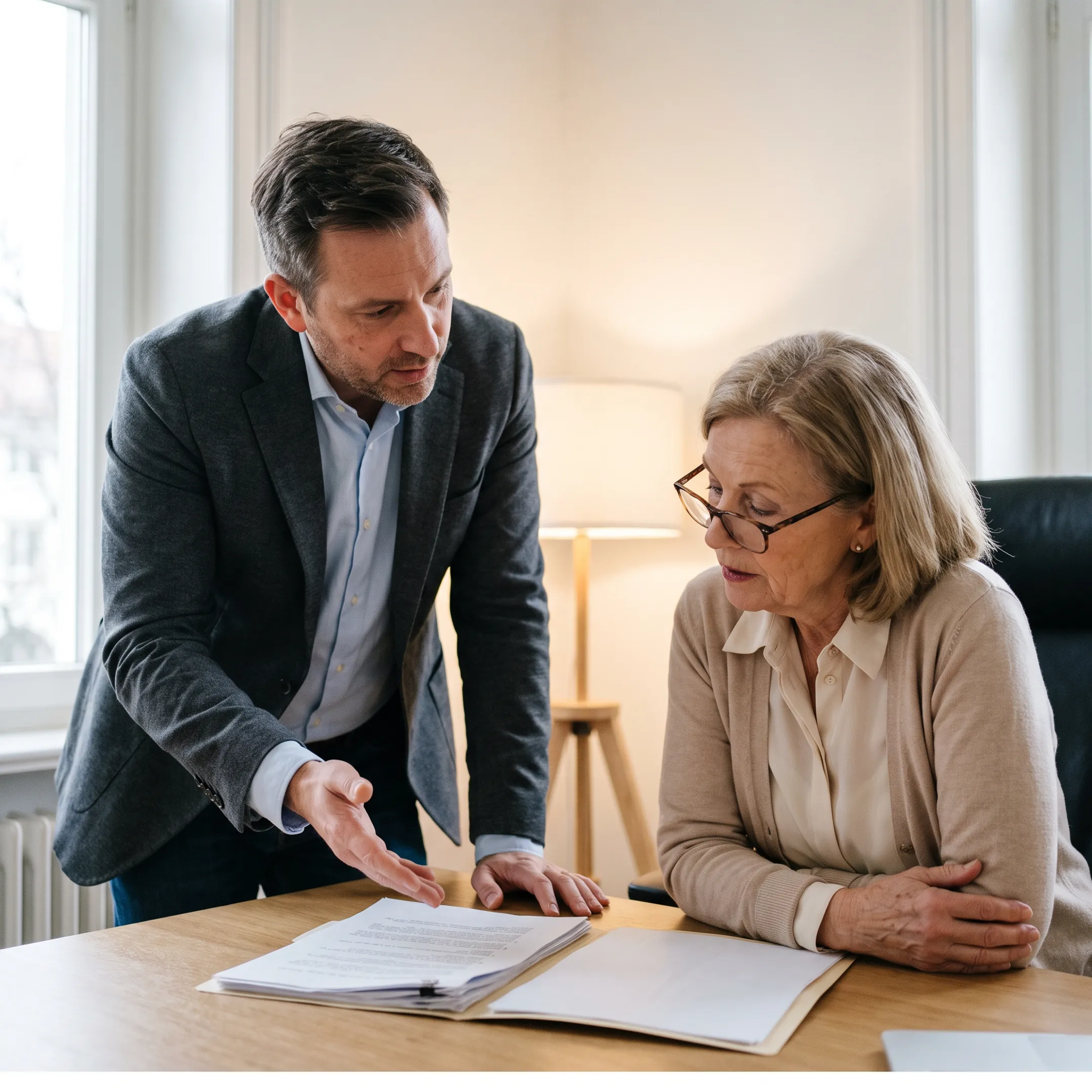 Insurance professional speaking with a senior consumer about final expense coverage