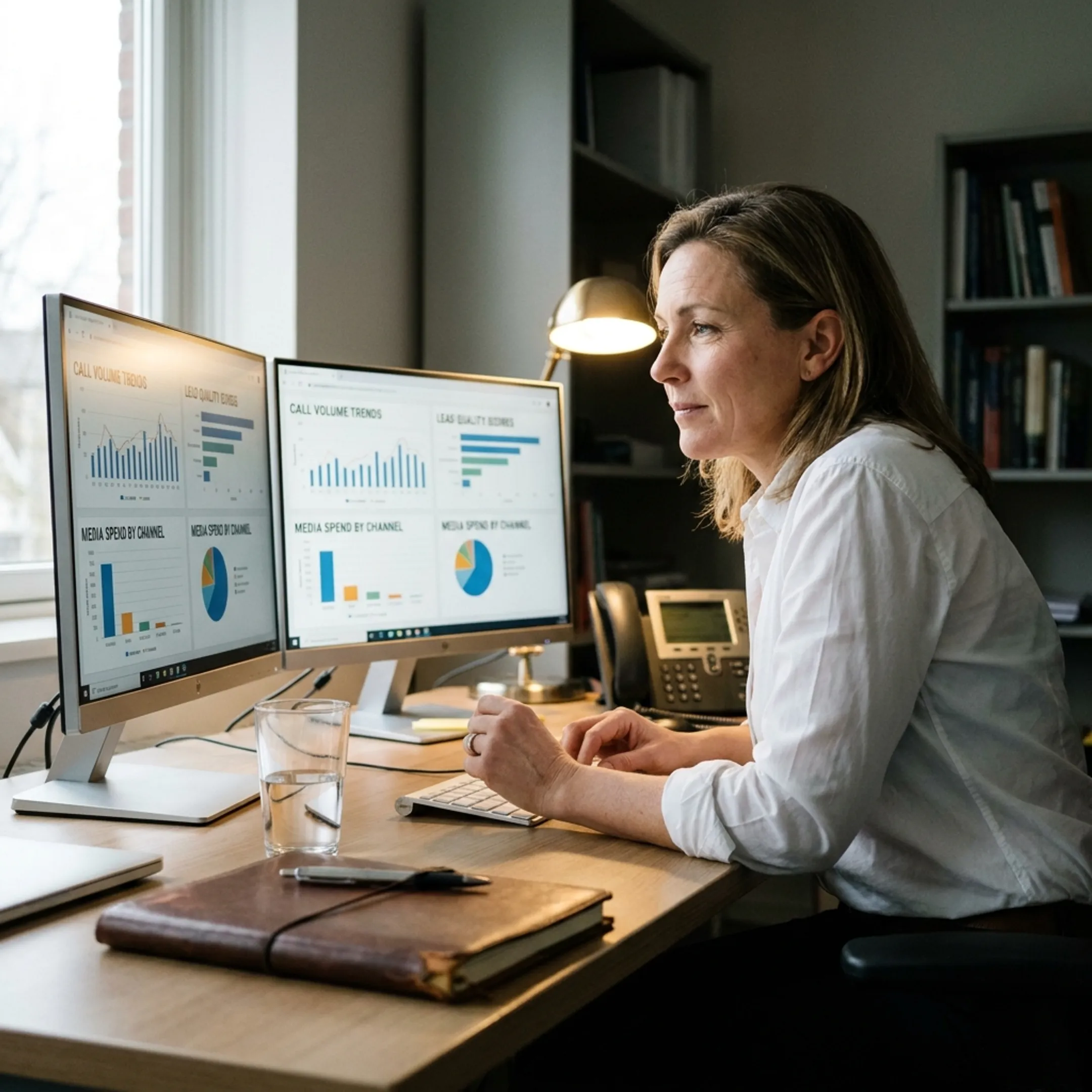 Final expense insurance campaign manager analyzing qualified call leads