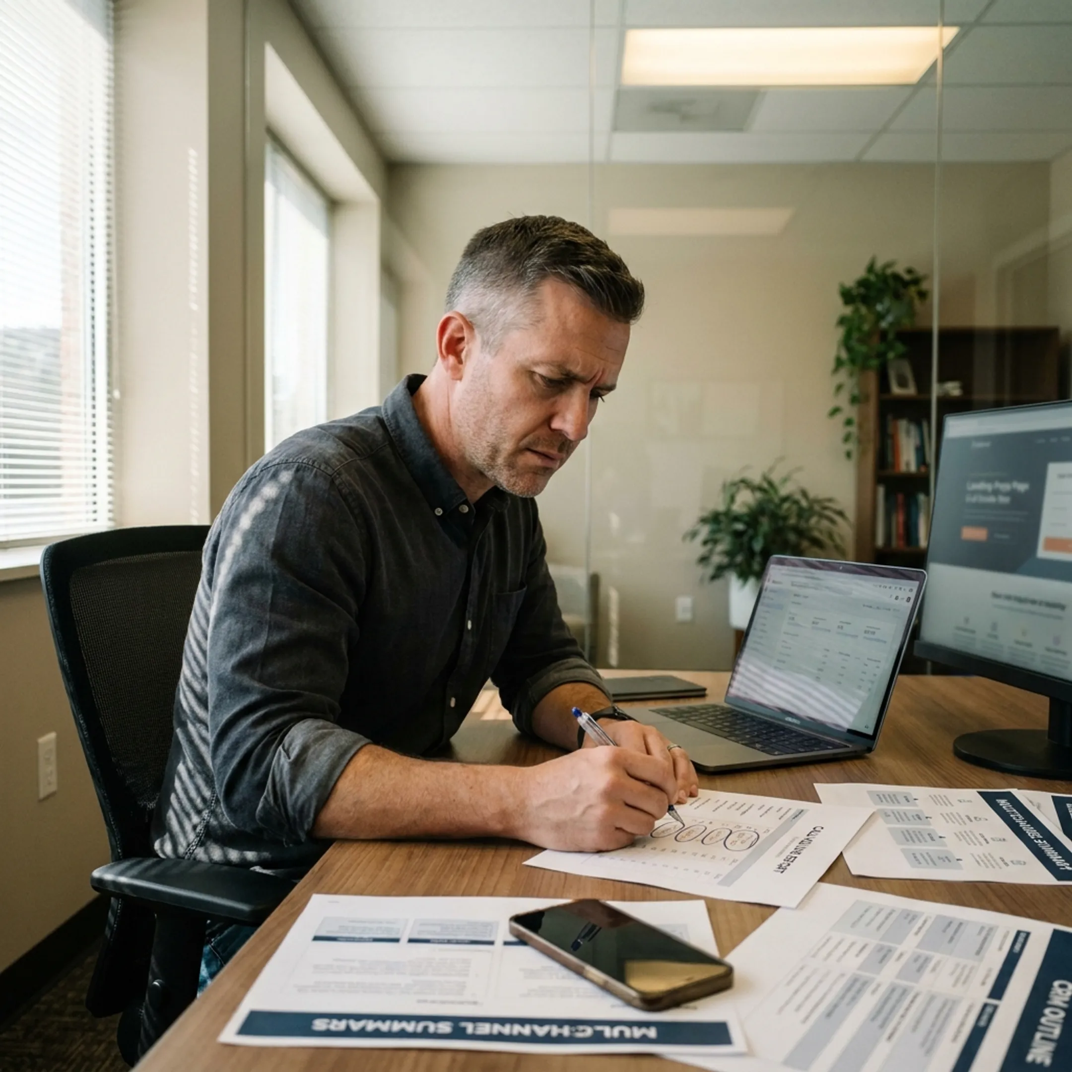 Advertising strategist optimizing a multichannel lead generation campaign
