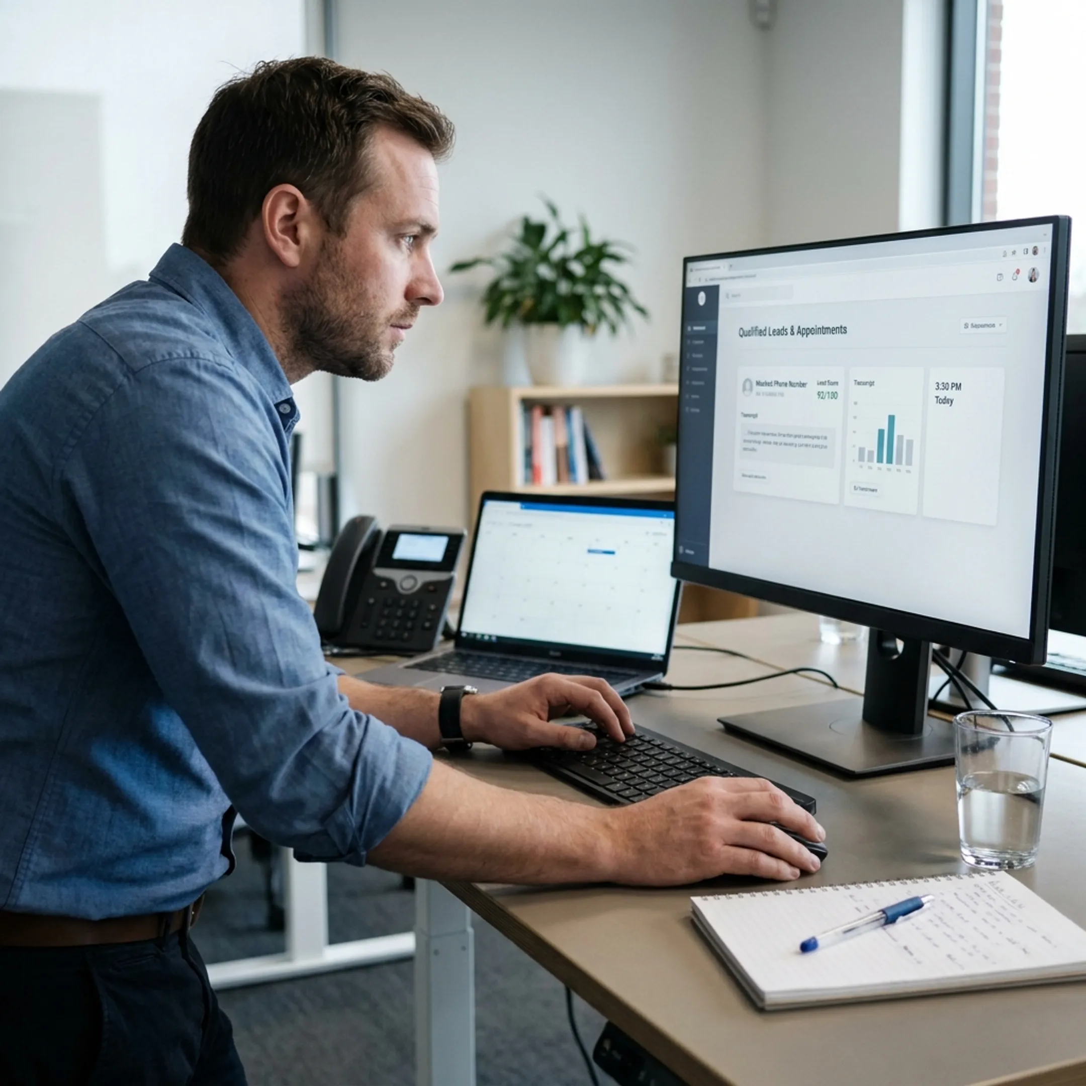Conversational AI qualifying a lead and booking an appointment for a sales team