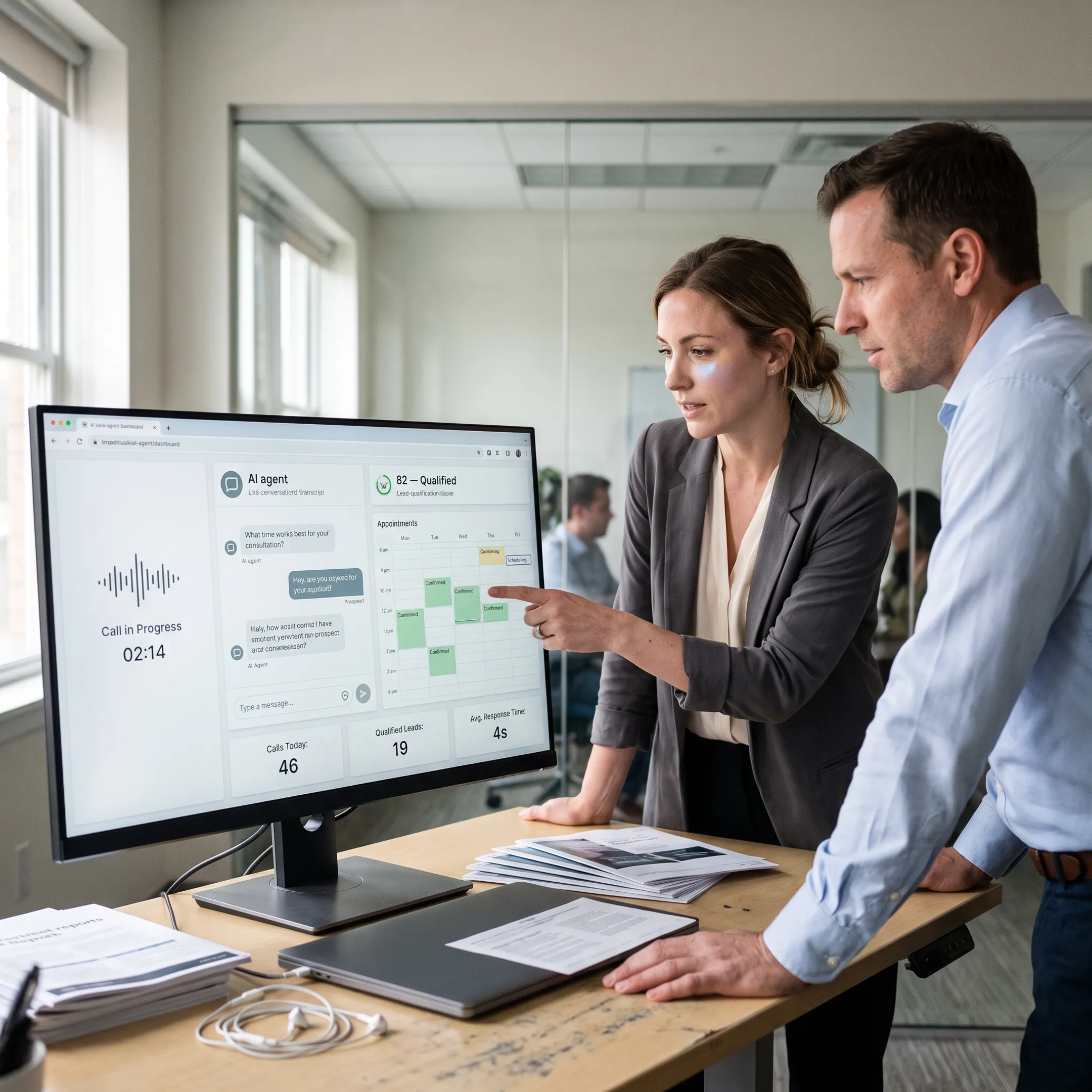 AI voice agent helping qualify a prospect and schedule a business appointment