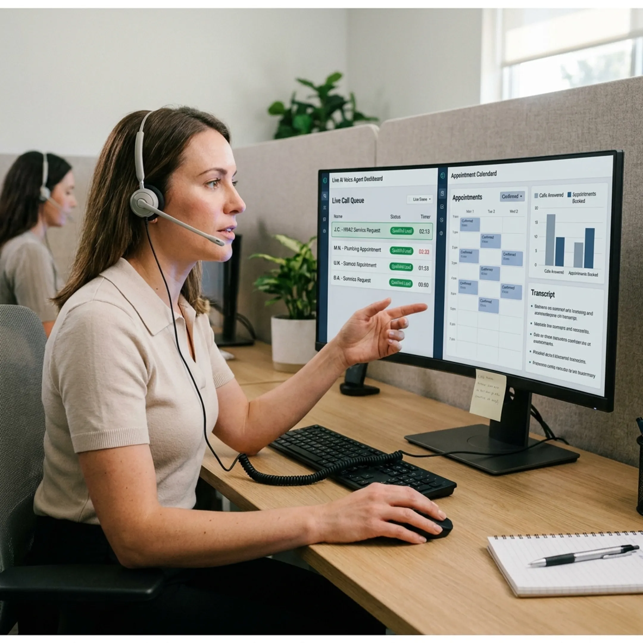 AI voice agent supporting a home services lead call