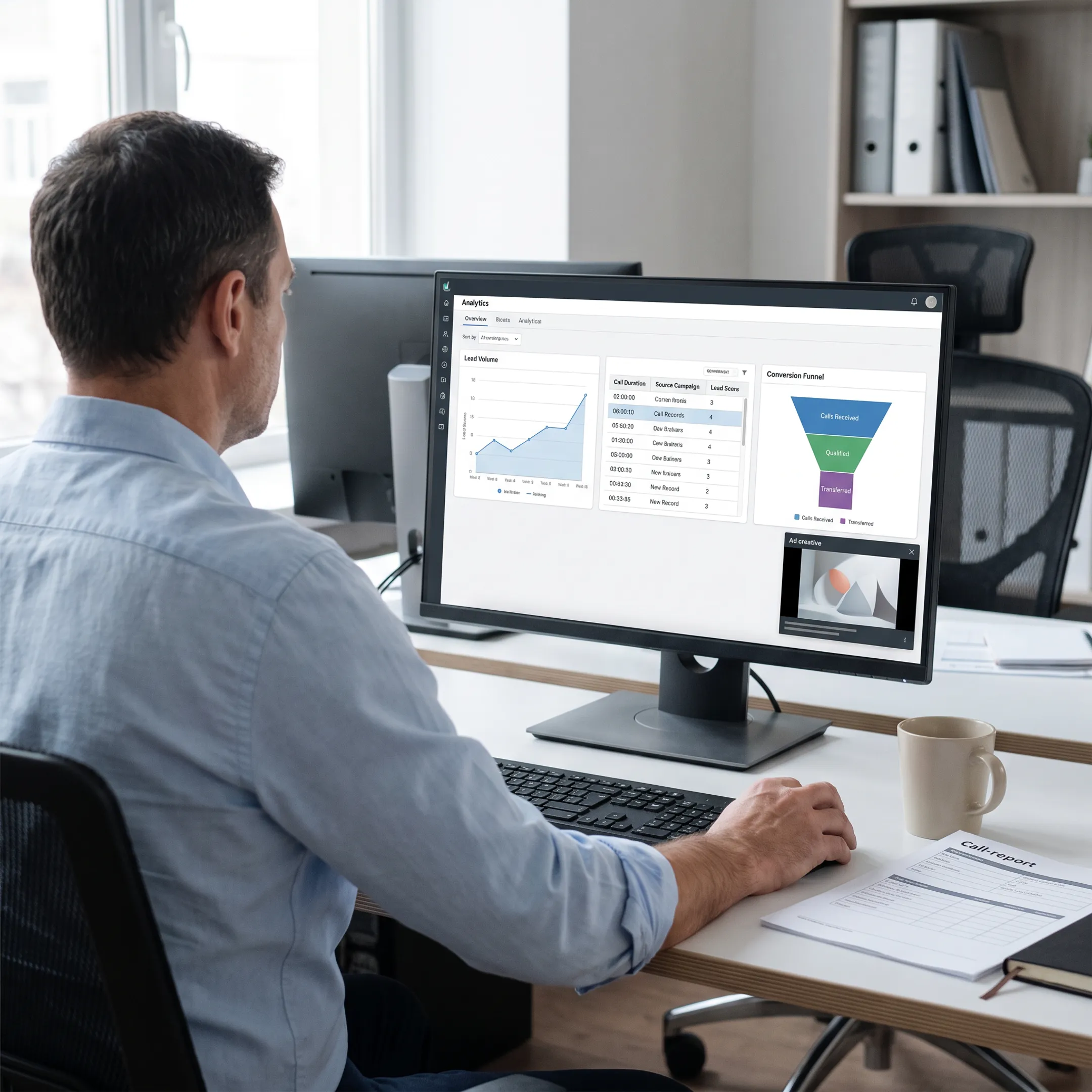 SSDI marketing campaign manager reviewing qualified calls and lead performance