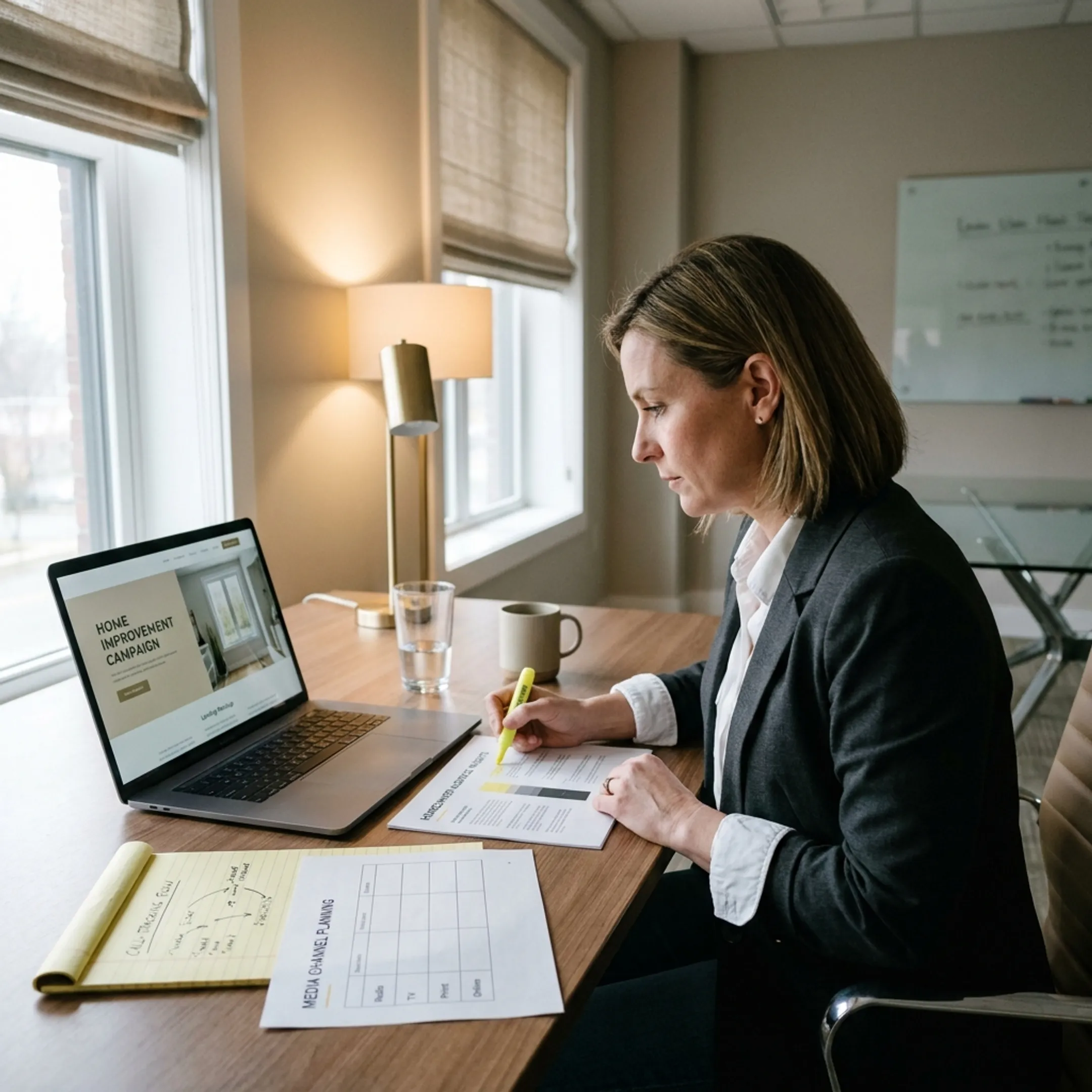 Window and door marketing strategist planning a lead generation campaign
