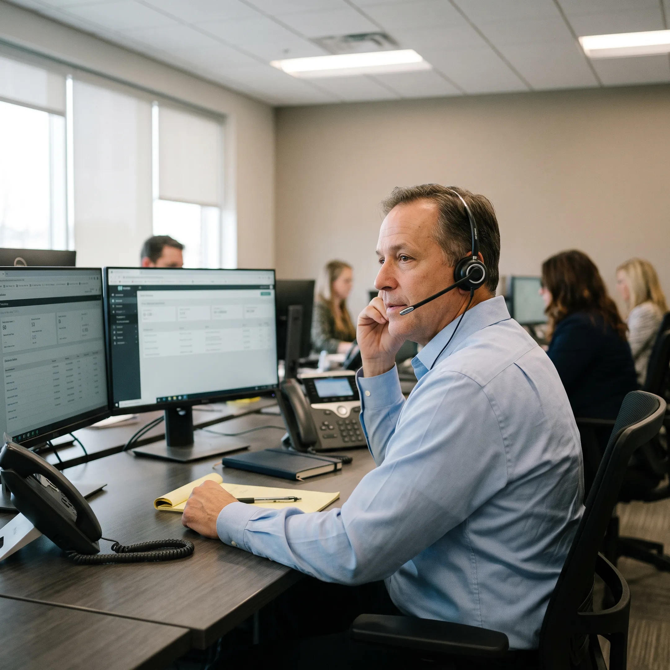 Tax resolution advisor speaking with a prospective client during a lead generation call