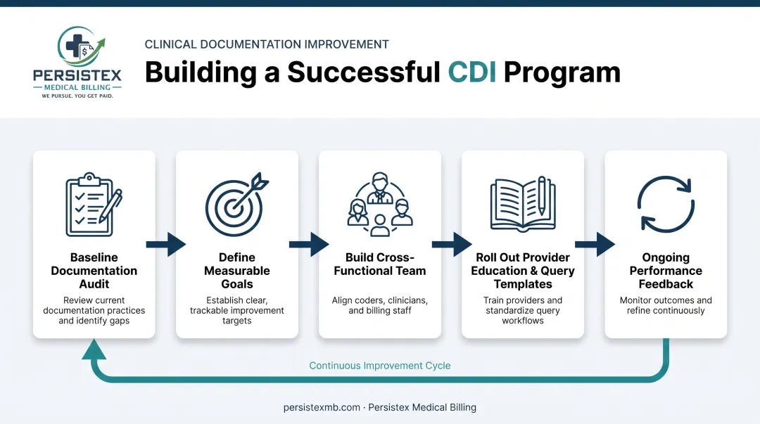 5-step CDI program roadmap from baseline audit to ongoing feedback