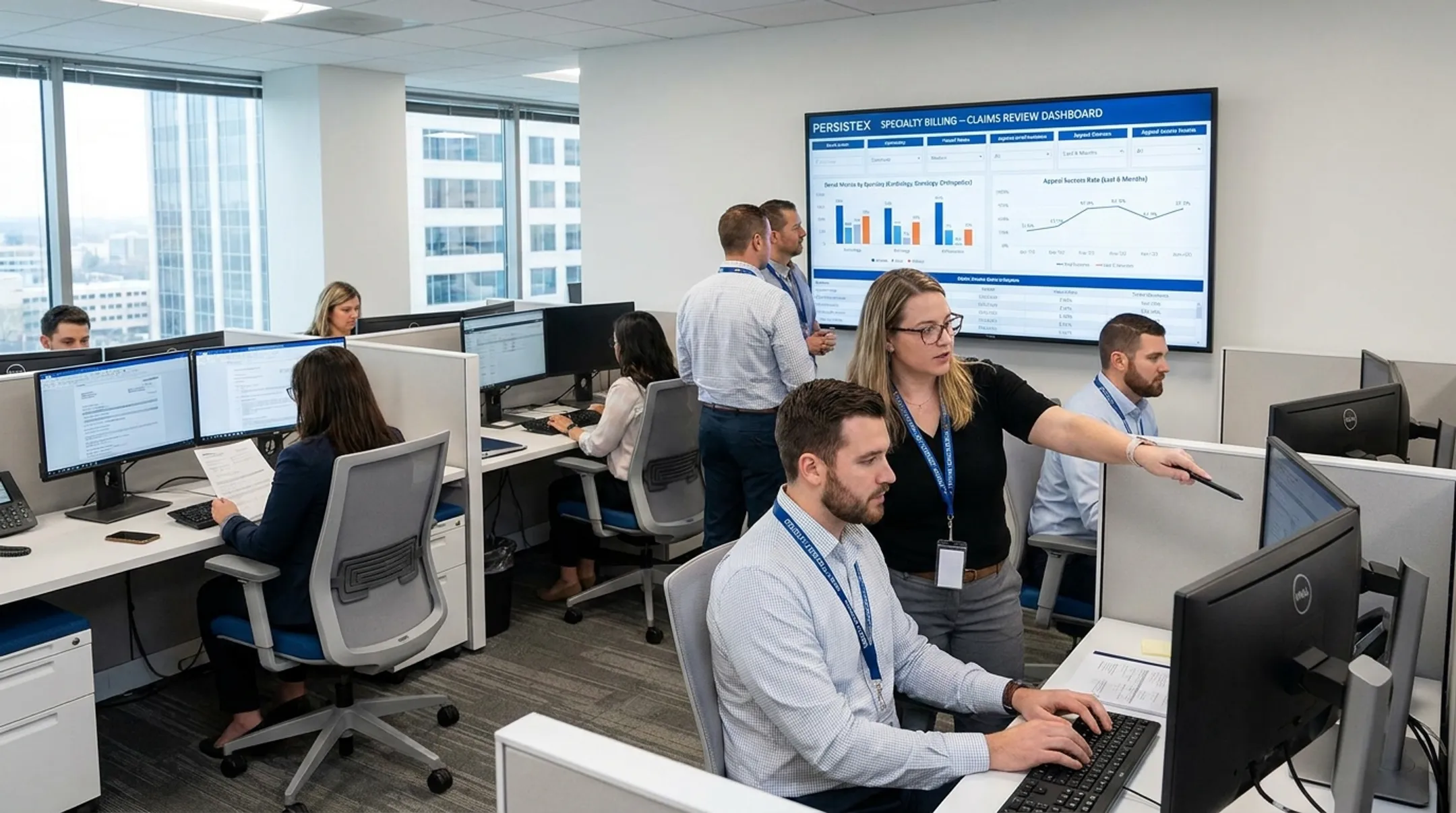 Persistex behavioral health billing team reviewing denial analytics dashboard