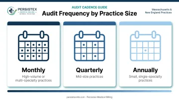 Monthly quarterly annual medical billing audit cadence by practice size