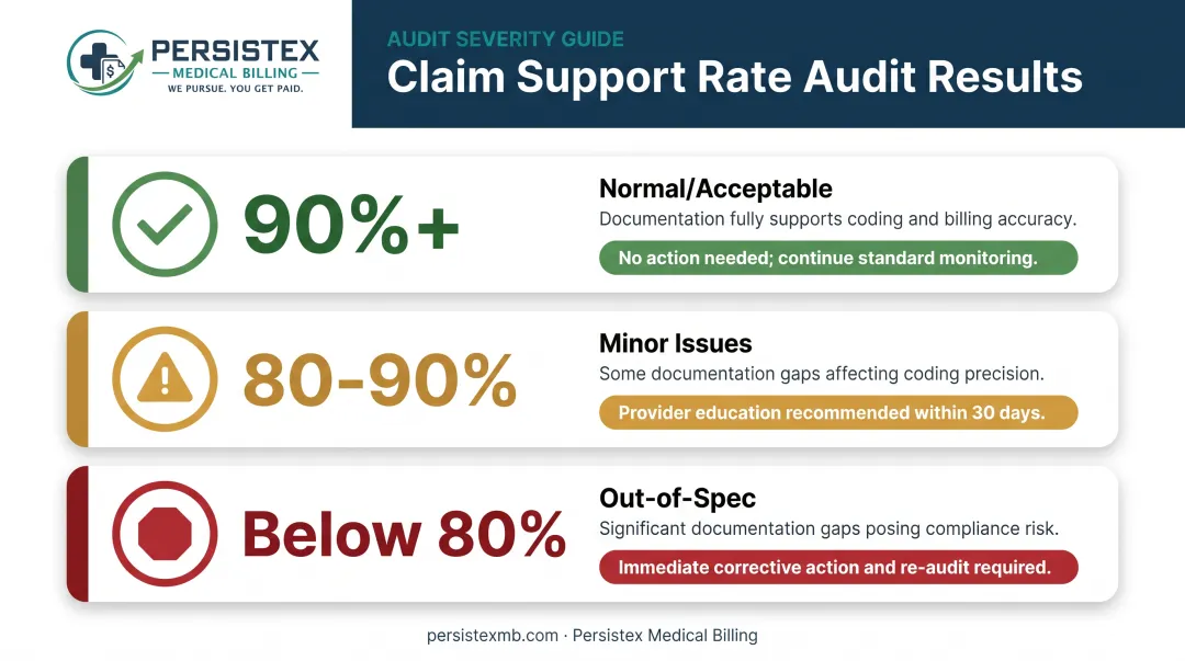 Medical billing audit benchmark categories normal minor and out-of-spec