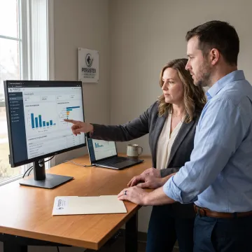 Chiropractic clinic team reviewing digital billing records