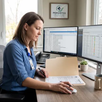 Coder auditing patient charts and claim codes