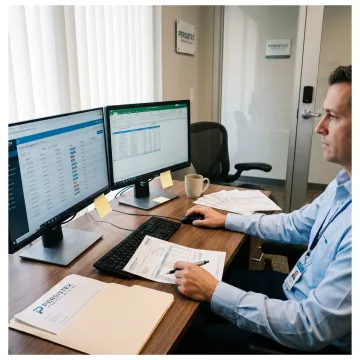 Medical billing specialist reviewing claims