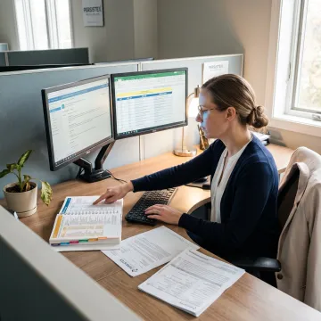 Coding specialist comparing clinical documentation and billing codes