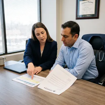 Medical billing specialist discussing flexible service options