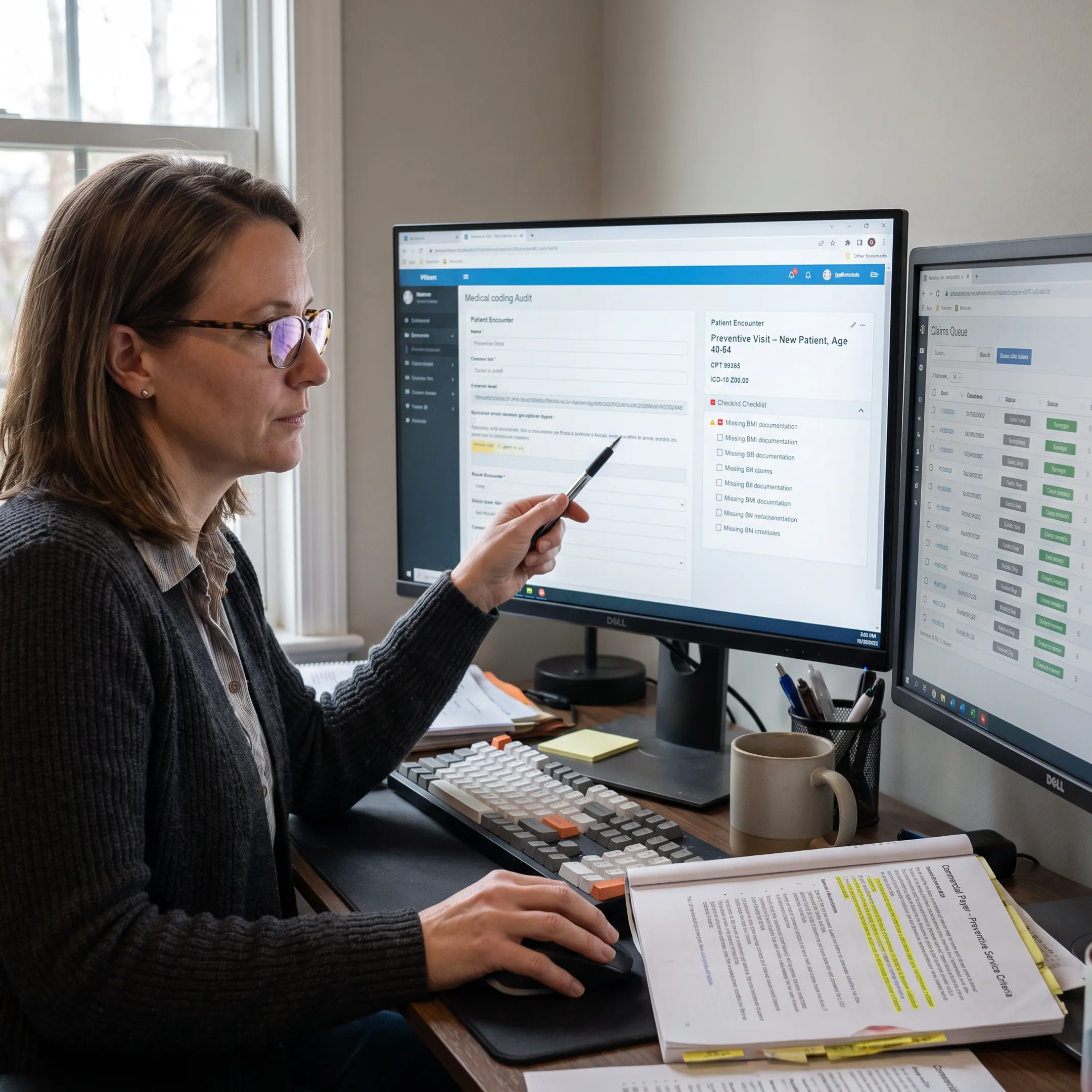 Certified coder auditing preventive medicine charts