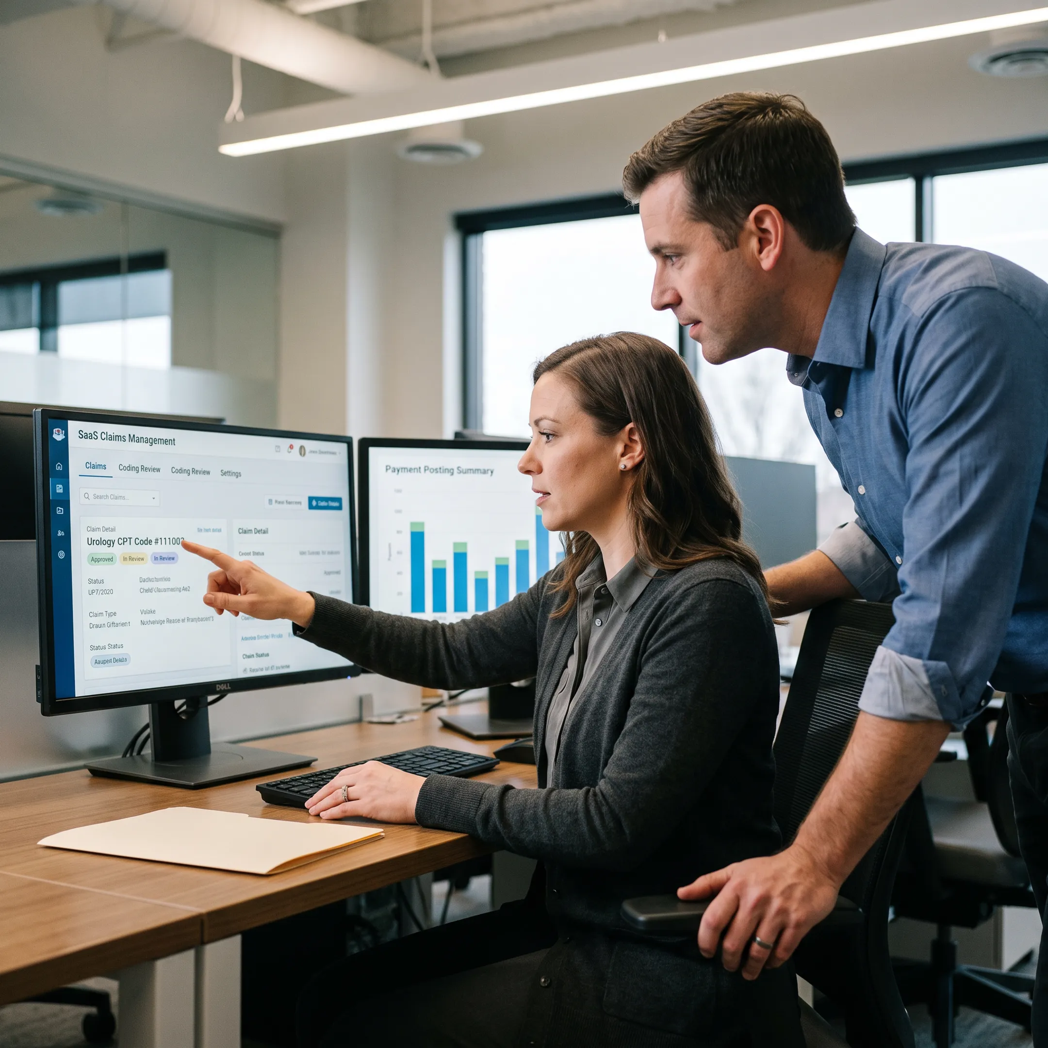 Billing team coordinating urology claims and EHR workflows