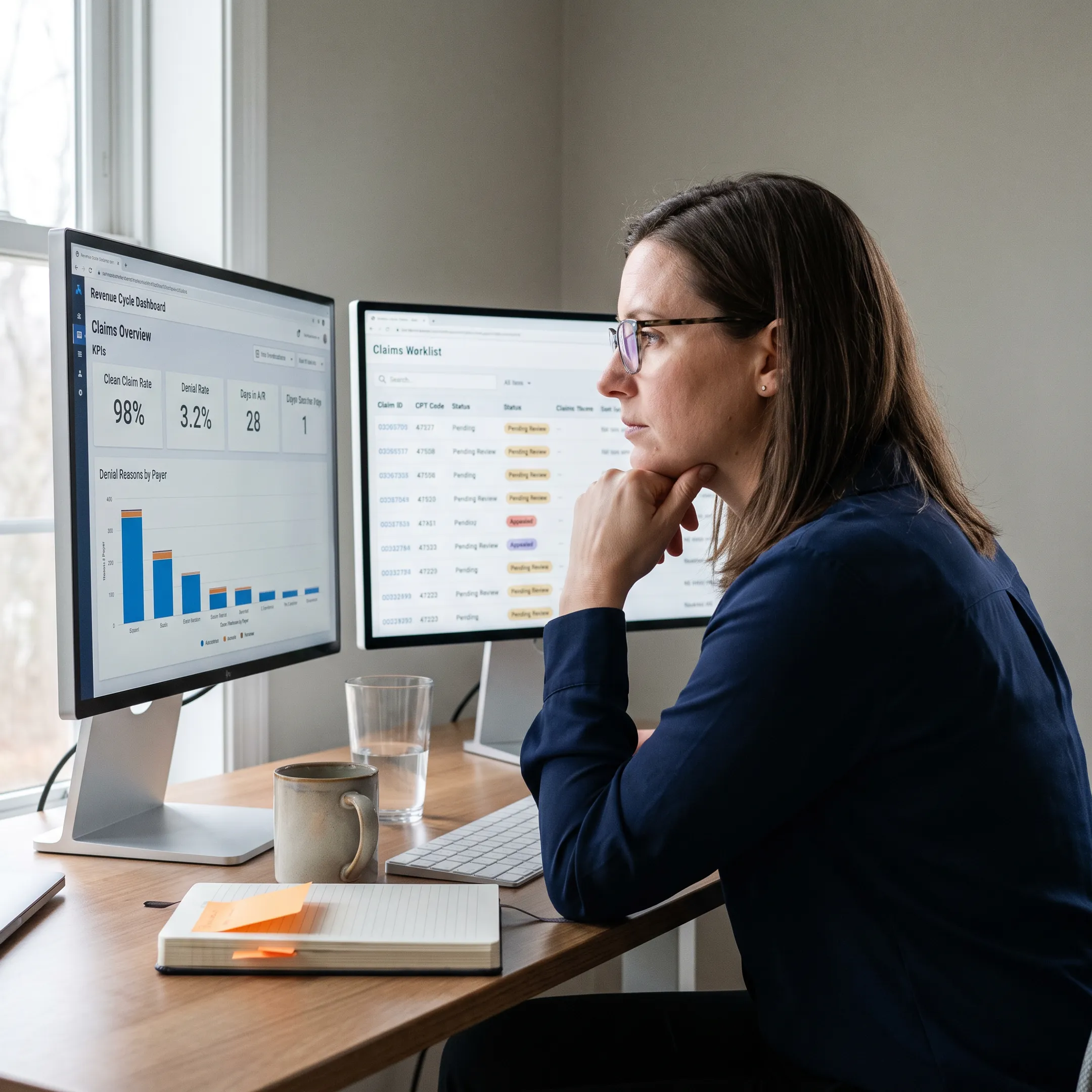 Specialist analyzing pain management billing performance