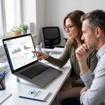 Specialist reviewing behavioral health revenue data