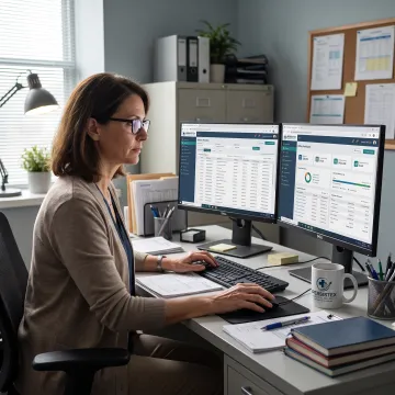Medical billing specialist reviewing a family practice claim