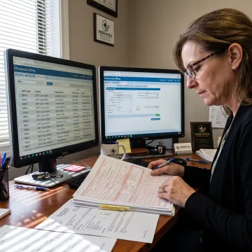 Billing specialist reviewing chiropractic claims