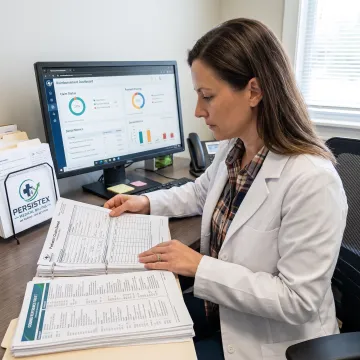 Medical billing specialist reviewing pediatric claims