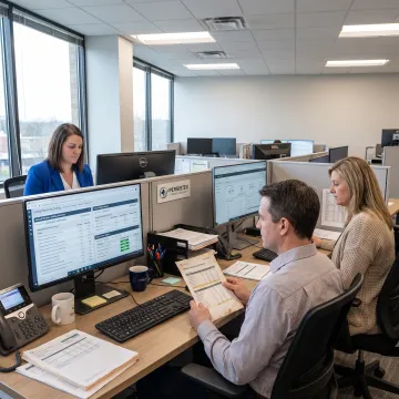 Internal medicine billing team reviewing revenue cycle data