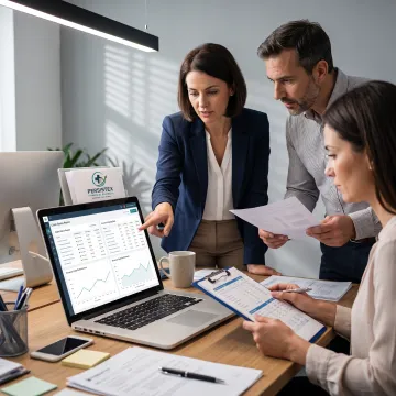 Billing team reviewing practice revenue performance