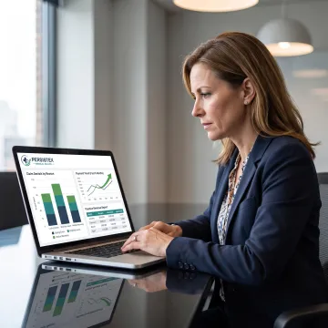 Billing professional analyzing practice revenue data