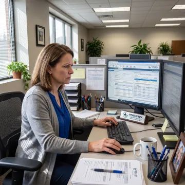 Medical billing specialist reviewing healthcare claims