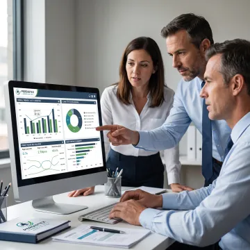 Healthcare billing audit meeting with claims dashboard