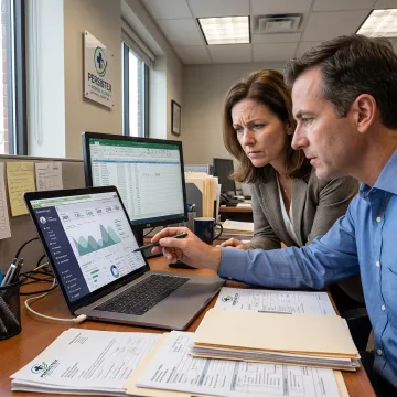 Revenue cycle specialist reviewing medical billing dashboard