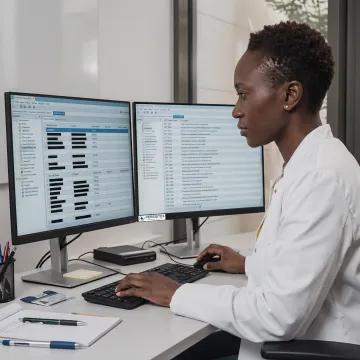Healthcare coding specialist reviewing patient documentation