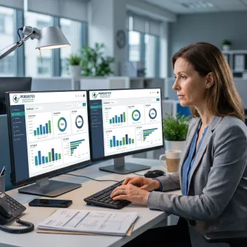 Medical billing specialist reviewing a practice revenue dashboard