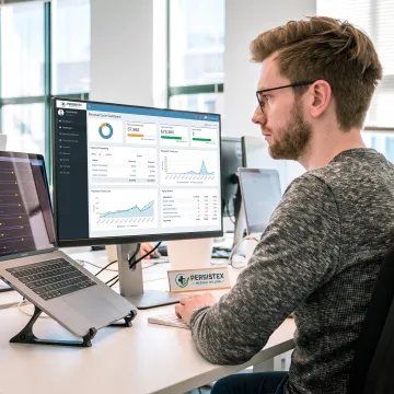 Healthcare billing specialist reviewing revenue cycle analytics