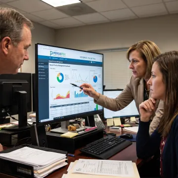 Billing team analyzing a practice revenue dashboard