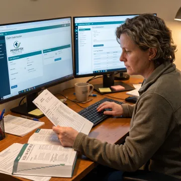 Medical coding specialist auditing a healthcare claim