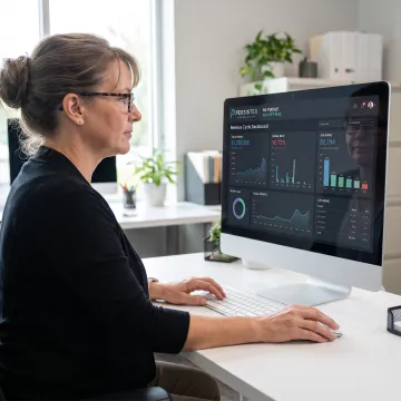 Medical billing specialist reviewing practice revenue data