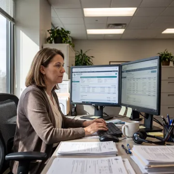 Medical billing specialist reviewing insurance claims