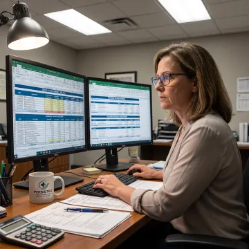 Billing professional analyzing claim collections