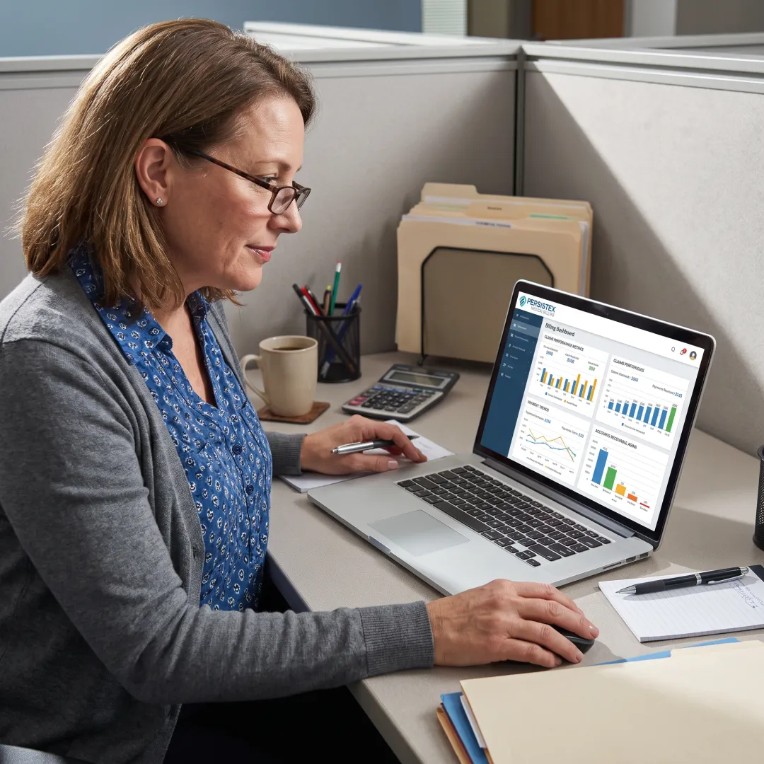 Specialist reviewing medical practice financial dashboard