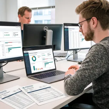 Medical practice financial management team reviewing revenue reports