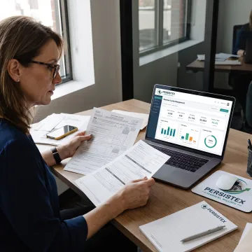 Medical billing specialist reviewing practice revenue data