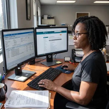 Medical billing specialist reviewing orthopedic claims