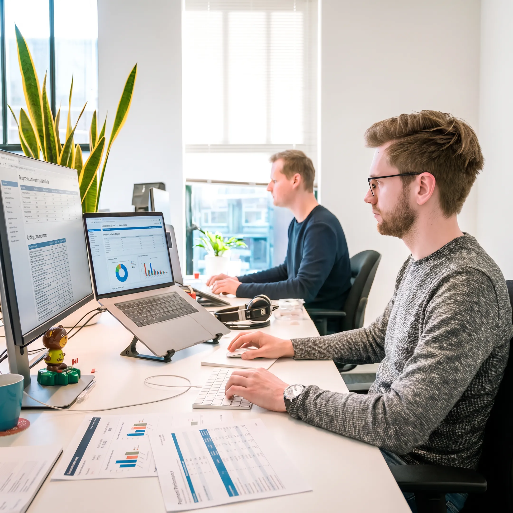 Healthcare billing team analyzing laboratory revenue performance