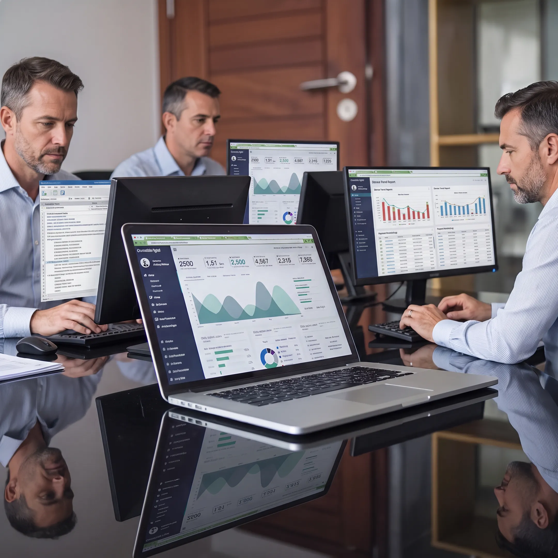 Billing team analyzing claims and revenue cycle performance