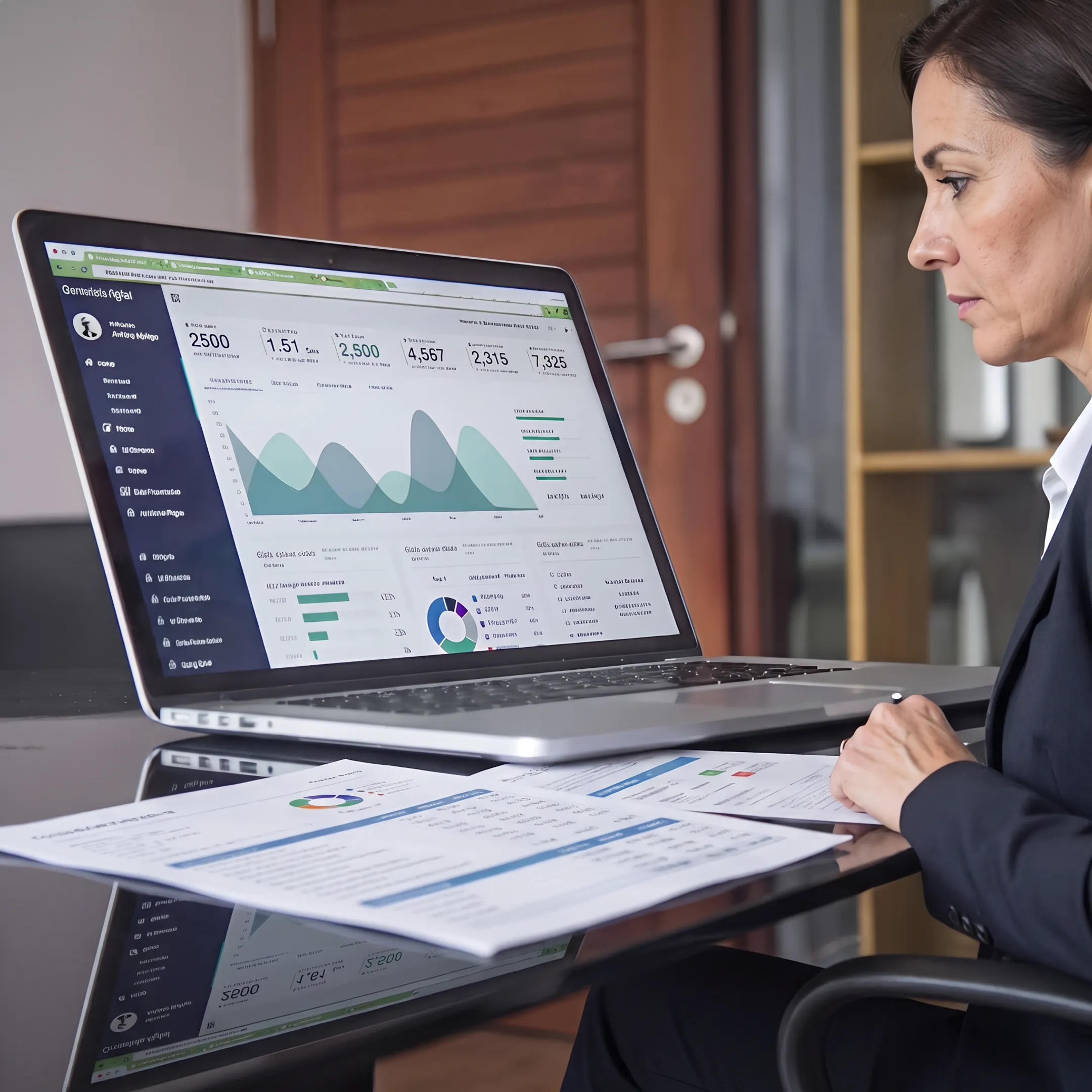 Billing specialist reviewing medical coding and claims data