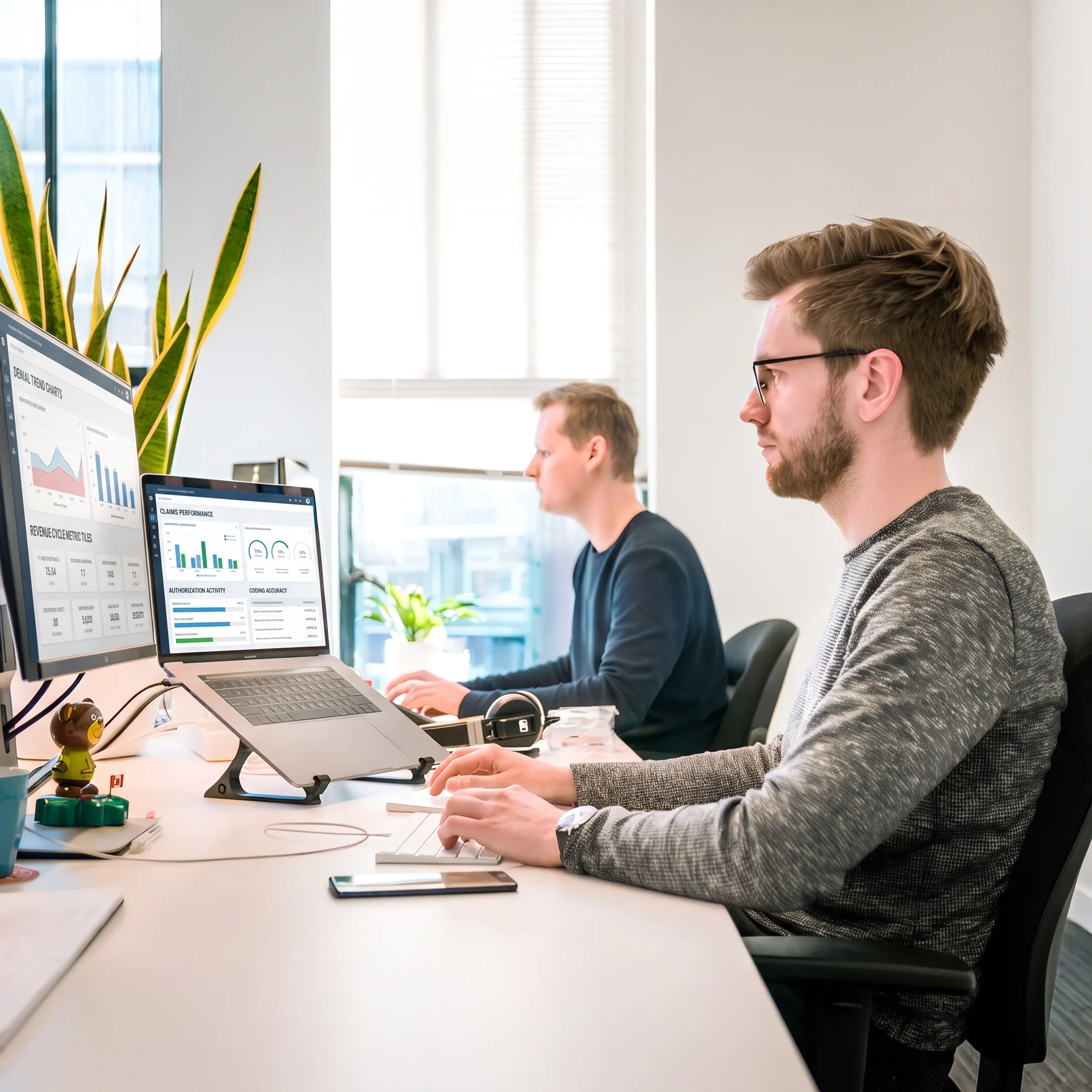 Team analyzing healthcare revenue cycle performance
